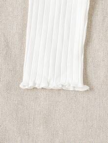 SHEIN Vintaside Kids 3件組女嬰夏季服飾 開學季 6個月-3歲 休閒極簡風 白色 黑色 灰色 杏色 寬螺紋波浪下擺 鬆緊腰彈性內搭褲 舒適柔軟 適合運動通勤 春夏出遊與禮品 - 彩色 - 查看 7