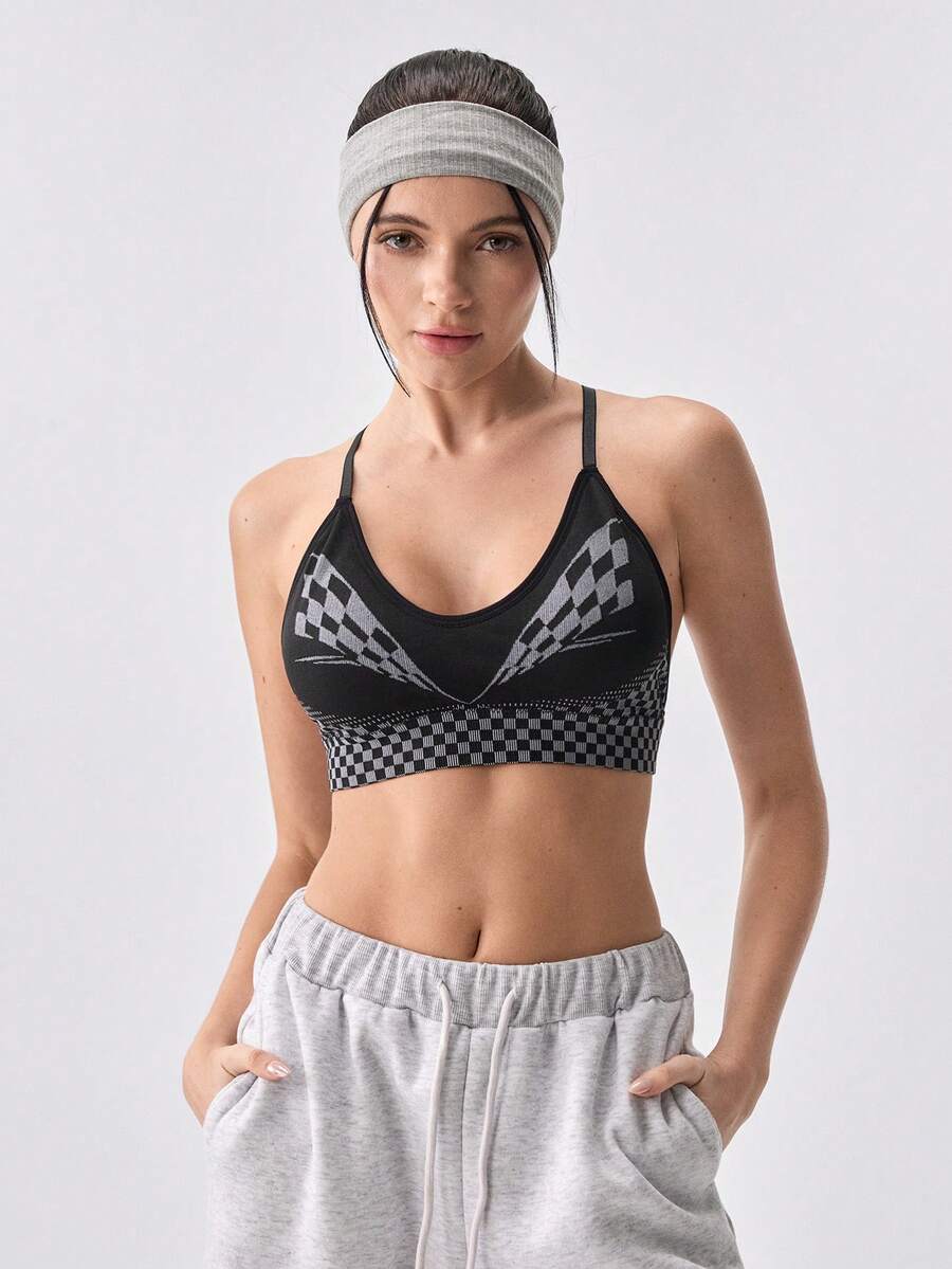 Loungeista 1pc Sports Thin-Strapped Women's Camisole Bra - Black - View 1