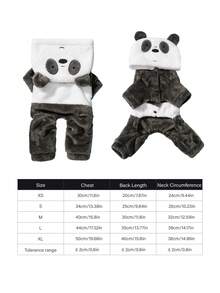 We Bare Bears X PETSIN 1件貓狗通用服裝，可愛小熊造型四足角色扮演裝，秋冬厚實保暖法蘭絨連身褲，適合居家、戶外散步、寵物穿搭及送禮 - 深灰 - 查看 3