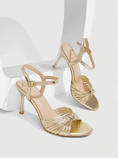 CUCCOO SZL Women's Fashion Round Toe Thin Strap Knotted Sexy Elegant Evening Party Party Style Thin Heel High Heel Sandals