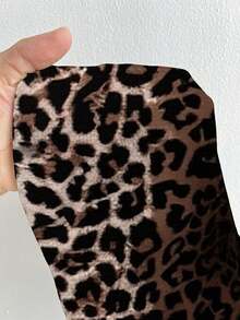 NU&NOW Plus Size Women's Hollow Leopard Print Camisole,Brown,Summer,70's,Night Out Club,Party,Metal Buckle Decor Spaghetti Strap Ruched Bust - Multicolor - View 8