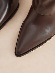 Rosivie Fashion Maillard Brown Pants Boots Pointed Thick High Heel Women's Boots - Brown - View 5
