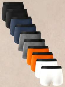 EverLounge Men's Colorblock Casual Daily Boxer Briefs (10pcs) - Multicolor - View 2