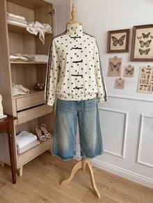 Comfortcana Plus Size Colorblock Striped Polka Dot Print Sweatshirt Fall - Apricot - View 3