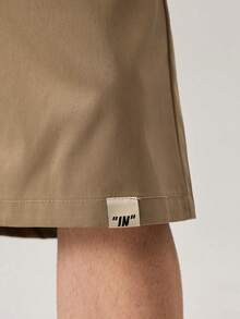 Vaulklash Loose Men's Shorts With Letter Patchwork And Drawstring Waist - Khaki - View 8