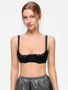 Bonmuse Women's Sexy European And American Lace Sponge Padded Push-Up Bra, Prevent Sagging Underwire Bra - Black - View 7