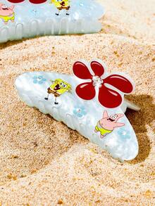 SpongeBob SquarePants | SHEIN 可愛雙面3D熊造型髮夾，適合女性 - 彩色 - 查看 2