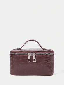 SHECARRY Ladies Fashionable Elegant Simple Brown Crocodile Pattern PU Handbag, For Daily Dating Party Afternoon Tea - 咖啡色1 - 查看 1