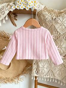 SHEIN Elladie kids 女嬰春夏紋理布料舒適百搭休閒夾克 - 粉色 - 查看 2