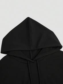 Sweetra Plus Size Fashion Versatile Casual High Waist Hooded Sweatshirt Fall - Black - View 7