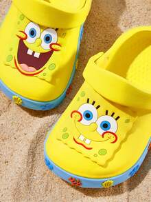 SpongeBob SquarePants | SHEIN 可愛卡通園藝鞋，夏季透氣快乾，輕量耐用 EVA 材質，適合兒童室內外穿著 - 芥末黃 - 查看 2