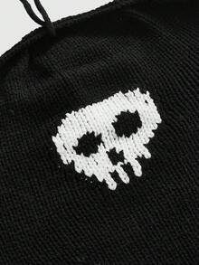 ROMWE Grunge Punk Punk Skull Jacquard Sexy Halter Neck Tank Top Women's Knit Top - Black - View 3