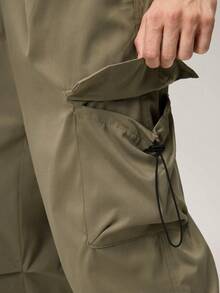 Vaulklash Men Flap Pocket Side Drawstring Waist Oversize Cargo Pants, For Fall - Army Green - View 9