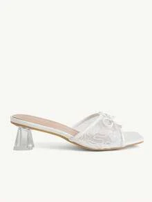 CUCCOO HITCHD Women's Shoes Fashion Open-Toed Transparent High-Heeled Sandals Women's Elegant Romantic And Comfortable Temperament Versatile Thick-Heeled Cool Slipp - Curved white - View 3