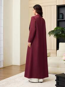 Yasmyna Spring Summer Autumn Elegant Blazer Collar Single-Breasted Long Coat, Sheer Cape Fashionable Women's Robe - Burgundy - View 7