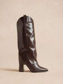 Rosivie Fashion Maillard Brown Pants Boots Pointed Thick High Heel Women's Boots - Brown - View 2
