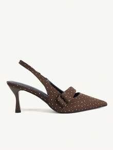 CUCCOO CHICEST Women's Coffee-Colored Pointed Toe Low Heel Slingback Pumps, Elegant Versatile Spring/Summer Daily Commute Wear Fall Shoes - dark brown - View 5