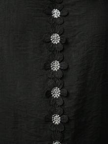 Reflora Blusa suelta de manga corta con textura, patchwork, volantes y encaje para mujer de talla grande, primavera/verano - Negro - Ver 5