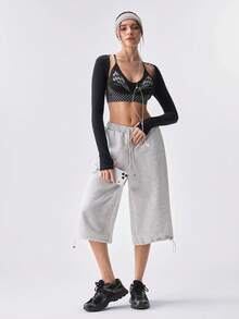 Loungeista 1pc Sports Thin-Strapped Women's Camisole Bra - Black - View 6