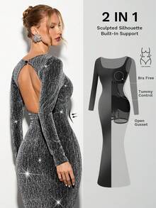 Nuvra Backless Fashion Long Dress For Women - Black - View 1
