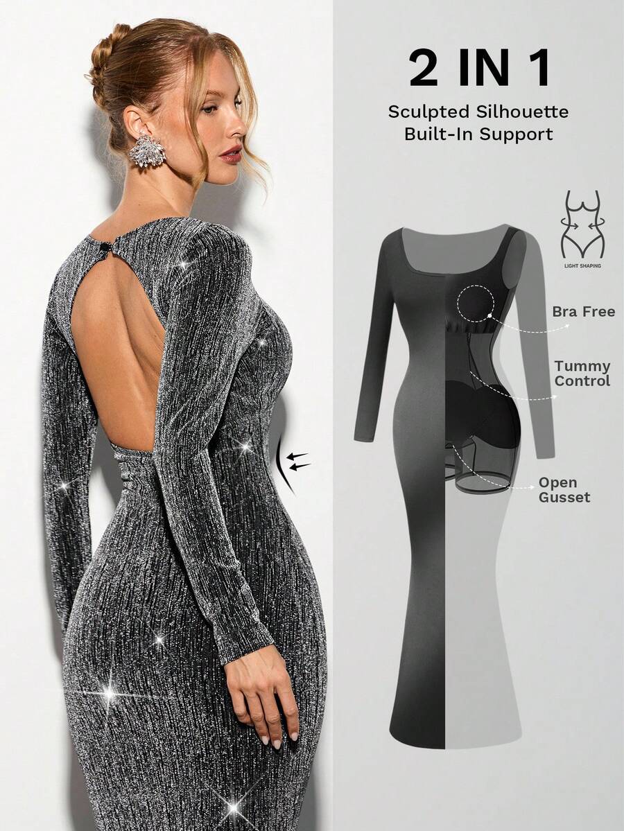 Nuvra Backless Fashion Long Dress For Women - Black - View 1