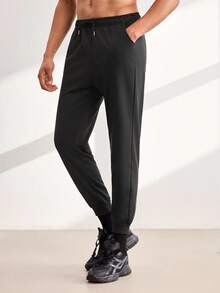 Driftmere 1pc Men's Solid Color Sweatpants, Loose American Casual Pants Sports Black - Black - View 6