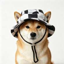 1pc Football Printed Pet Sun Hat For Dogs And Cats, Adjustable Breathable Bucket Hat With Chin Strap, UV Protection Hat For Small And Medium Pets Outdoor Use - Black and White - View 1