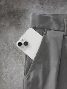 GENTILAND Pantalones cortos casuales holgados con pliegues y bolsillos de unicolor para hombres - Gris - Ver 5