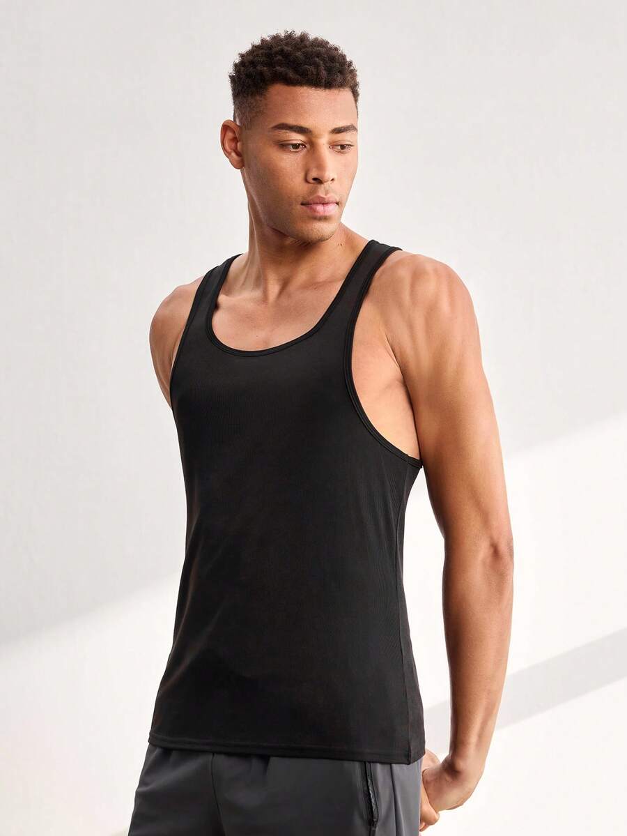 Driftmere Men's Muscle Shaping Fitness Sleeveless Tank Top, Bodybuilding Sports Vest Black Summer - Black - View 1