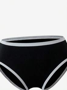 SHEIN 8件組女款青少年純色極簡棉質舒適柔軟黑色三角內褲，四季適用 - 彩色 - 查看 3