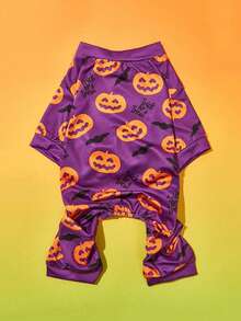 PETSIN 1 PC Halloween Purple/Black And White Pumpkin & Bat Pet Four-Legged Suit - Multicolor - View 8