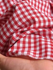 Story & Sage Women's Casual Cute Loose Plaid Ruffle Hem Shorts, Suitable For Spring/Summer Vacation Going Out Party Red And White Plaid - Red and White - View 6