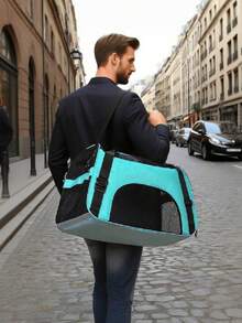 1pc Large Capacity Portable Pet Carrier Bag, Breathable & Fashionable For Outdoor Use With Small/Medium Cats & Dogs - Multicolor - View 9