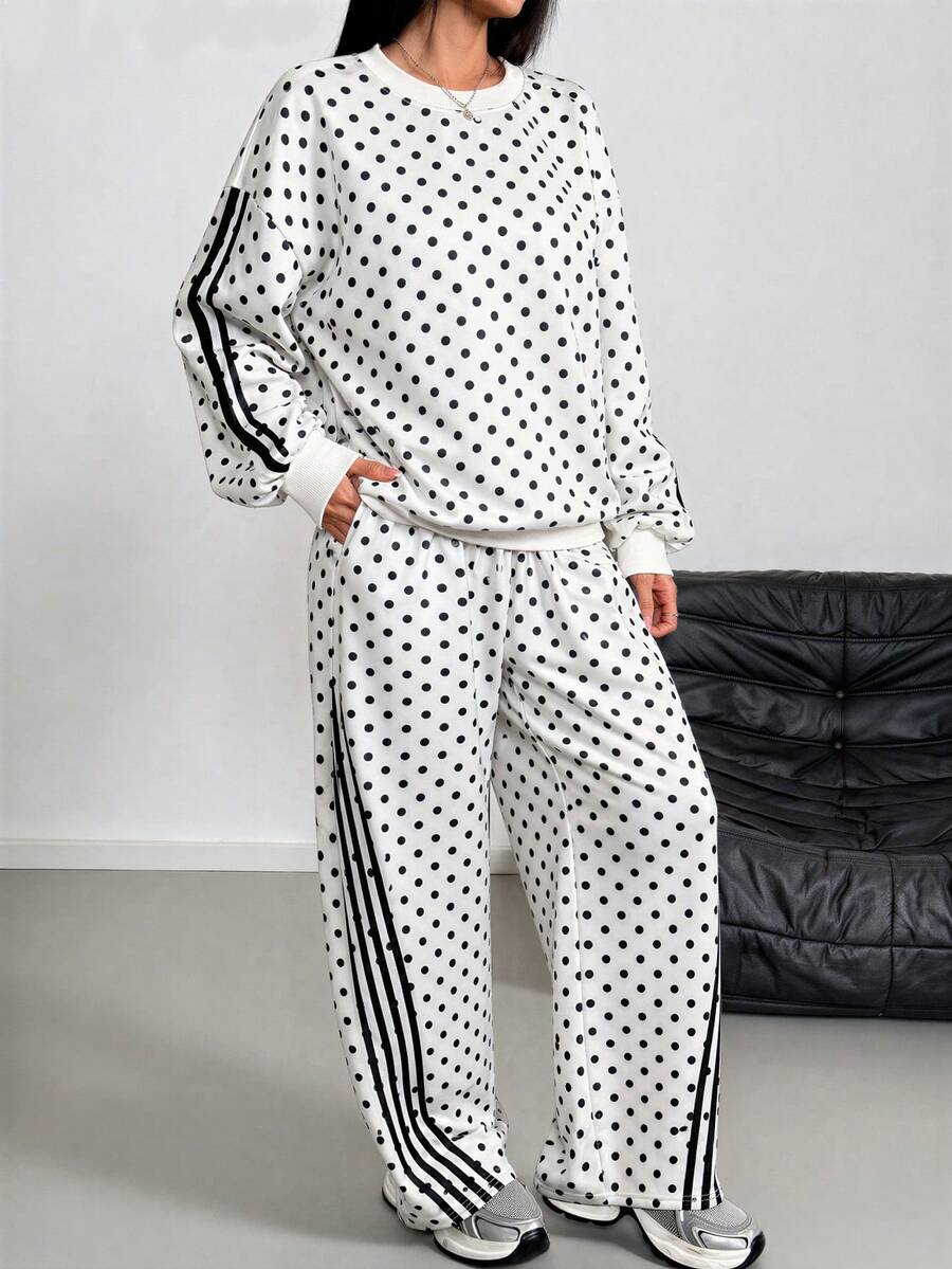 Aidyla Multi-Stripe Colorblock Streetwear Fashion Fleece Sweatshirt 2 Pieces Set
