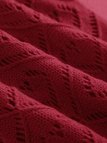 SHEIN Clasi Cárdigan de punto calado con hombros caídos talla grande - Rojo - Ver 7