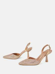 CUCCOO HITCHD Ladies Pointed Rose Gold Pulled High Heel Sandals Dinner Wedding Shoes - Rose Gold - View 4
