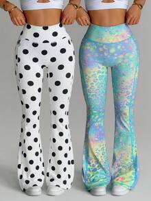 Velisys Velisys Seamed Colorful Leopard Print Flared Pants (With Pockets) - Multicolor - View 3