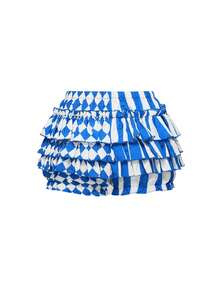 ROMWE Gothic Cute Patchwork Striped Plaid Clown Pumpkin Shorts - Multicolor - View 2