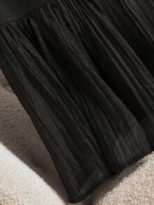 Lounesse Top de tirantes de malla con patchwork para vacaciones, talla grande - Negro - Ver 4