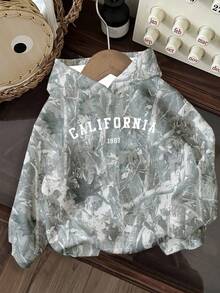 Attitoon Leaf & Branch Letter Print Chic Loose Fit Drop Shoulder Sweatshirt, Suitable For Fall/Winter Street Style - Multicolor - View 9