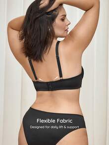 Bralution Lace Push-Up Lift Comfortable Plus Size Lingerie Set - Black - View 2