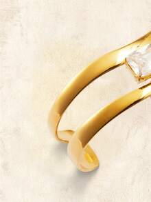 Glisma 18K Gold Plated Colored Diamond White Stone Stainless Steel Geometric Bracelet,Premium/Old Money/Classy,Summer/Beach/Prom/Party,Layered/Gemstone/Beaded/Crystals,Sexy/Vintage,For Mom/Women/Girl/Mother - Gold - View 4