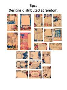 Zazumi 20pcs/5pcs Vintage Floral Postcards, Retro Letter Paper Cards With Rose & Antique Script Prints, Decorative Cardstock For Scrapbooking, Journaling, Collage, Gift Notes, Invitations, DIY Crafts, Party Decor & Nostalgic Collection - multicolor - View 12