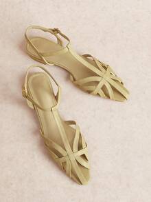 Rosivie Women's Casual Buckle Design Flat Sandals For Daily Wear Summer Shoes - Khaki - View 1