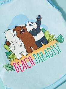 We Bare Bears X PETSIN 2件裝可愛小熊好友照片海灘排球游泳字母印花寵物背心藍色刺繡休閒風無袖柔軟透氣防毛寵物衣服 - 彩色 - 查看 8