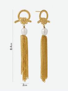 Opalesca Women Dangle Earrings,Outfits,Old Money,Beaded,Wedding/Bridal Accessories,Fairycore/Fairy,Pearl,Flower,Fall/Autumn/Winter,For Mom/Women/Girl/Mother,Elegant,Premium - Yellow Gold - View 5