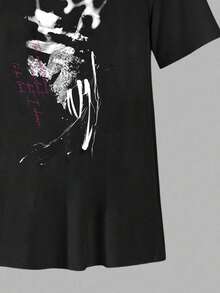 SHEIN EZwear 字母图案不对称下摆 T 恤 - 彩色 - 查看 6