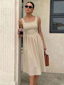Siren Gaze Women's Minimalist Casual Coastal White Square Neck Dress For Vacation And Daily Wear Vacation Summer - Multicolor - View 4