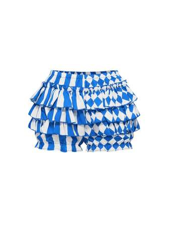 Short à carreaux, rayures et patchwork gothique et mignon avec motif citrouille de clown