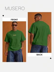 Musero Men Oversized Letter Front Chest Print Short Sleeve T-Shirt Summer Spring Vacation Holiday - Green - View 7